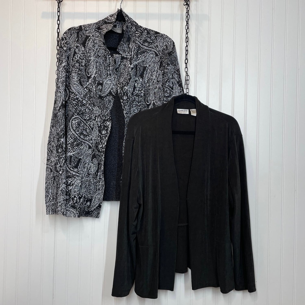 Chico’s Womens Solid Cardigan Sweater size 3